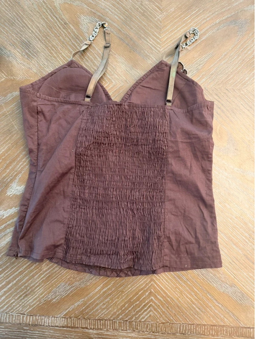 Olevole Brown Ruffled Rhinestone Corset Cami Top - Picture 7 of 8